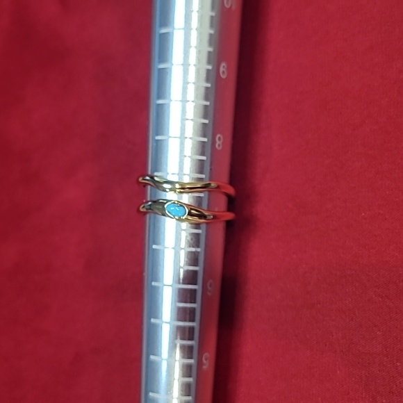 Ania Haie Gold Turquoise Wave Double Band Adjustable Ring New - Picture 2 of 2